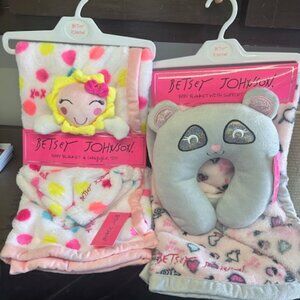 Betsey Johnson Baby Blanket with Toy or Support Pillow